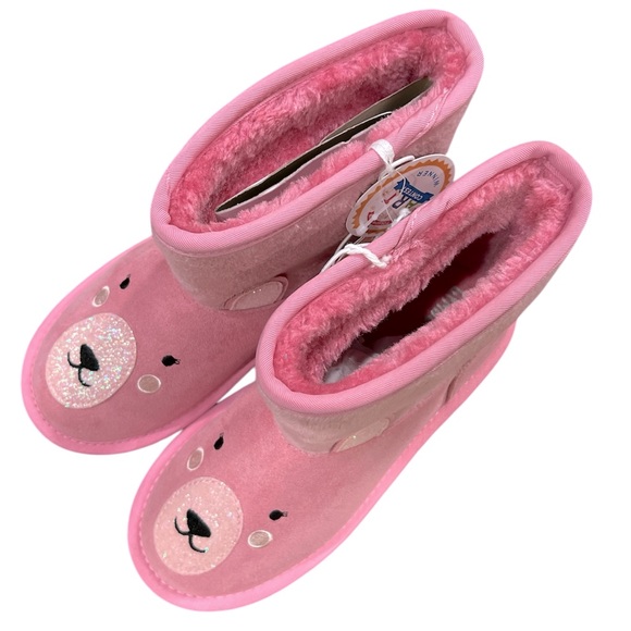 Gymboree Pink Bear Face Kids Boots 3 - Picture 1 of 5